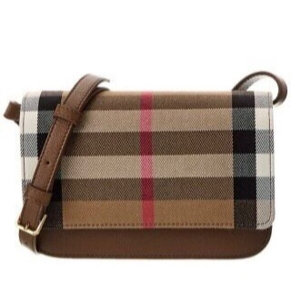 Burberry Madison Check Canvas Leather Shoulder Bag Earth 8084492 - Picture 1 of 14